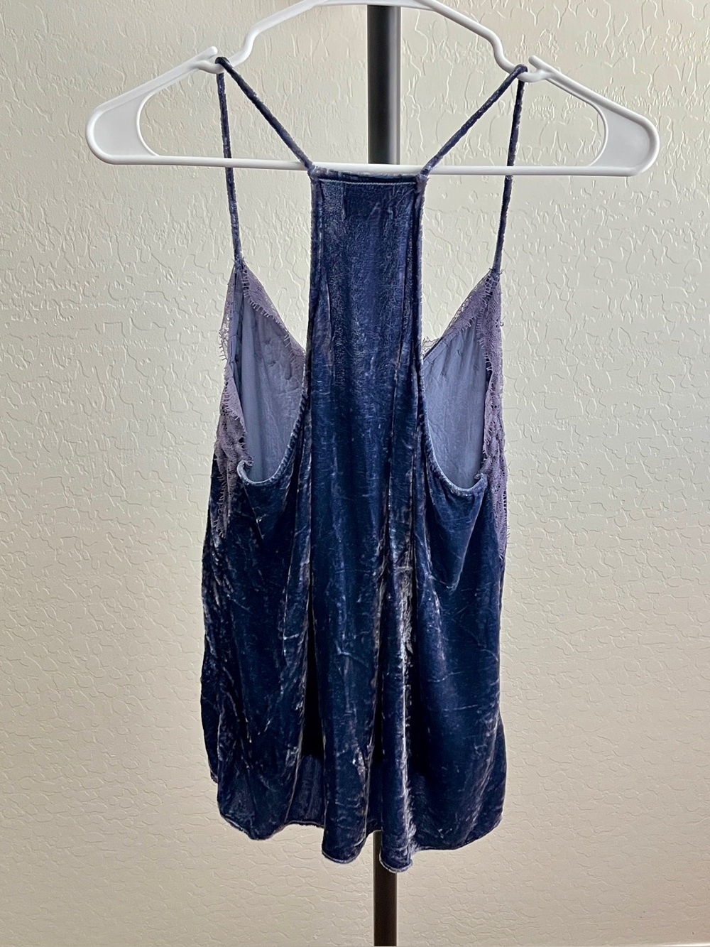 Cami NYC "The Racer" Velvet Camisole Periwinkle Lace-Trim Cami - Picture 4 of 5